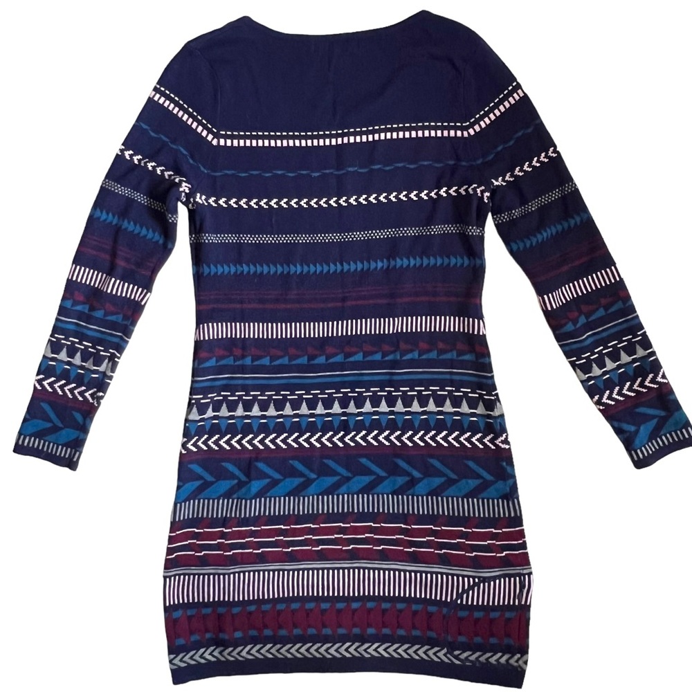 Krimson Klover Sz M Fair Isle Merino Wool Silk Knit Tallchief Blue Sweater Dress - Picture 8 of 14